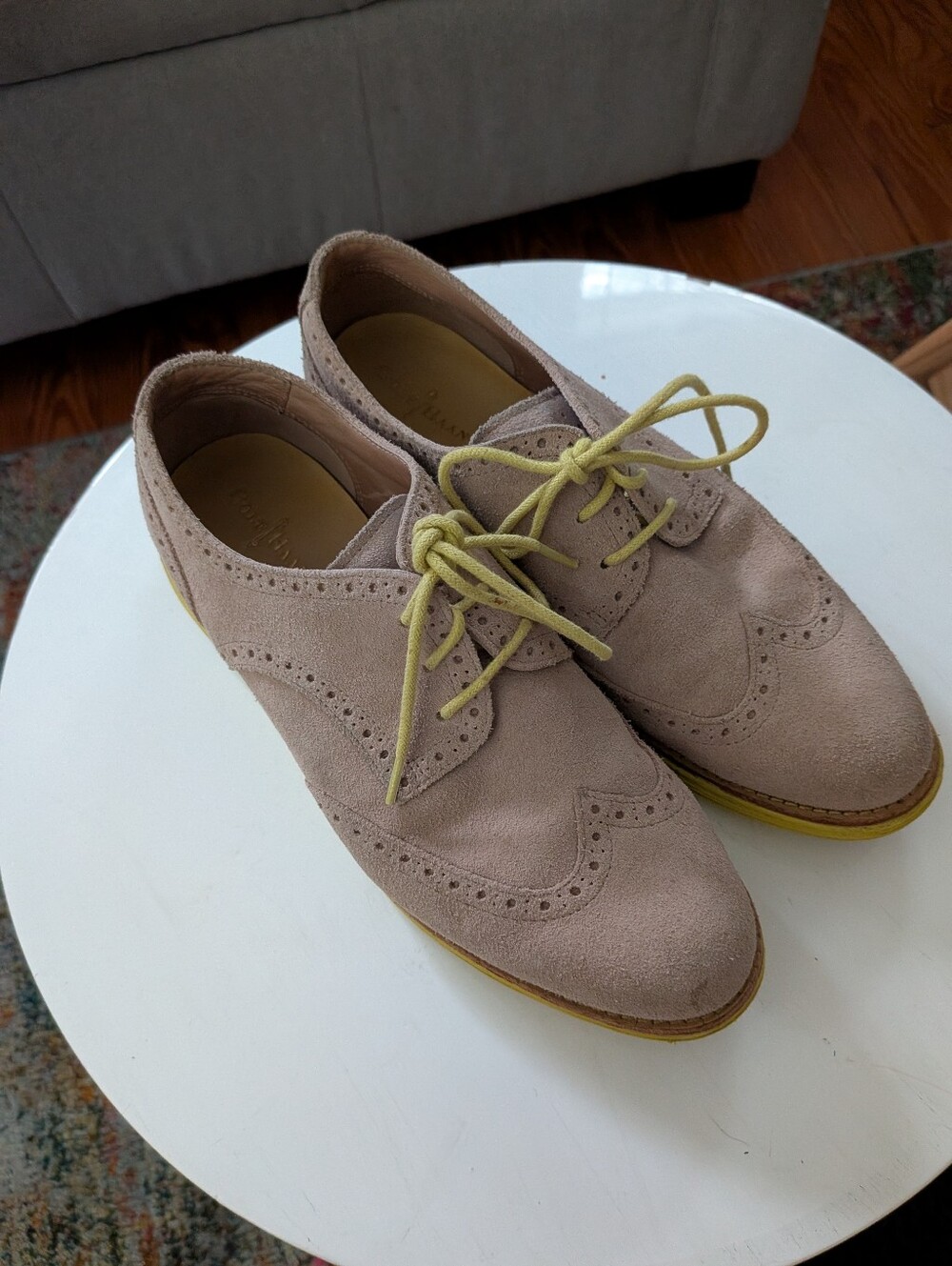 Cole Haan LunarGrand Tan Suede Wingtip Oxfords Citrus Sole Women's 7C - Picture 2 of 8